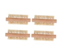 DECOMELODY 4pezzi Pennelli Per Unghie Doppio Lato Legno Con Setole Cinghiale Spazzole Per Manicure e Pulizia Delle Unghie Per Nail Art e Pedicure