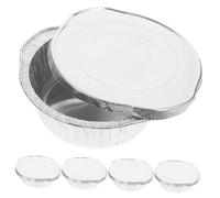 DECOMELODY 5 pezzi Teglie Usa e Getta in Alluminio con Coperchi Ermetici Resistenti e Impilabili per Cottura Preparazione e Conservazione per Picnic e Asporto