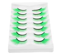 DECOMELODY 7 paia Ciglia Finte Verdi Glitterate Extra Lunghe e Voluminose per Cosplay Festa e Trucco da Palco Riutilizzabili e Facili da Applicare Effetto Drammatico per Halloween e