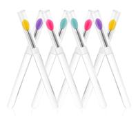 DECOMELODY 8 pezzi Pennelli Labbra in Silicone con Cappucci Trasparenti Applicatori Portatili per Rossetto e Maschera Labbra Design Compatto e Facile da Trasportare per Impiego Quotidiano e