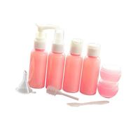 DECOMELODY 9 pezzi Bottiglie da Viaggio Ricaricabili Rosa Contenitori Portatili per Shampoo Lozione Crema con Imbuto e Accessori Kit per Cosmetici Liquidi Vuoti e Riutilizzabili