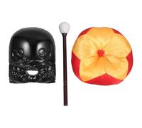 DECOMELODY Blocco Tempio Buddista in Acrilico con Incisione Imitazione Legno Cuscino e Martello Percussione per Meditazione e Recitazione Sutra Strumento Decorativo Delicato per Casa e