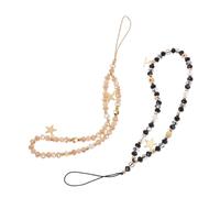 DECOMELODY Cinturino da Polso per Cellulare 2 Pezzi Catena a Stelle a Cinque Punte Cordino Antiscivolo Strass Cinturino Antifurto Elegante per Donna Accessorio Sicurezza Telefono per