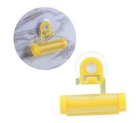 DECOMELODY Dispenser Dentifricio Ricaricabile con Ventosa Spremi Tubetto Rotante per Bagno e Casa e Multifunzione per Dentifricio Cosmetici e Design Ergonomico Giallo