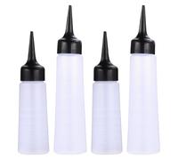 DECOMELODY e Balsamo Set per Shampoo Ricaricabili 4 Bottiglie in Plastica Nera Beccuccio Dritto per Applicare Colorante per Chioma Uso Domestico e Negozio Animali
