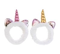 DECOMELODY Fascia Chioma Unicorno Morbido 2 Pezzi, Fascia Elastica Comoda e Creativa per Trucco e Lavaggio Viso, Accessorio Delicato e Pratico per Donne e Ragazze