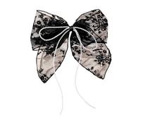 DECOMELODY Fermaglio Capelli Donna Fiocco in Pizzo con Nappa Nero Clip per Capelli da Dietro Elegante e Facile da Usare Accessorio Vintage per Tutte le Età