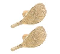 DECOMELODY Maniglie da Cucina in Ottone a Forma di Foglia, Set 2 Pezzi, Pomelli Decorativi per Mobili a Foro Singolo, Maniglie Piatte per Cassetti e Armadietti, Finitura Naturale per
