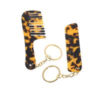 DECOMELODY Mini Portachiavi a Pettine Leopardato 2 Pezzi Pettine Districante Portatile in Acetato Per Chioma Accessorio Viaggio Per Donne e