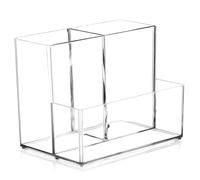 DECOMELODY Organizer Trasparente per Pennelli e Cosmetici con Scomparti Divisi Compatto e Multifunzionale per Scrivania Vanità e Bagno e