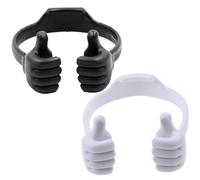 DECOMELODY per Telefono Creativo a Forma di in Su Set da 2 Pezzi Nero e Bianco Supporti Piccoli e Flessibili per Smartphone da Tavolo per Visione Video e Webcast