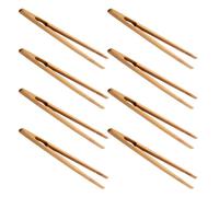 DECOMELODY Pinze da Cucina in Bambù 8 Pezzi Antiscivolo per Servire Pane Snack e Barbecue Pinze Piccole Multiuso per Buffet e Ristorante Presa Ergonomica