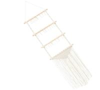 DECOMELODY Porta Forcine in Legno Intrecciato con Arazzo in Cotone Supporto Decorativo da Parete per Accessori Capelli Organizer Salvaspazio per Fermagli Cerchietti e Fiocchi per Camera e