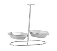 DECOMELODY Porta Mestolo e Cucchiaio in Acciaio Inox 304 Supporto Verticale Doppio e Ciotola Rimovibile, Poggia Cucchiaio da Minestra per Cucina Domestica e Ristoranti, Accessorio