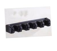 DECOMELODY Porta Scope e Mop da Muro Multifunzionale Nero Posizioni con Ganci Supporto Stabile per Cucina Garage Giardino e Ufficio Montaggio Parete