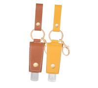 DECOMELODY Portabottiglie da Viaggio 30ml con Copribottiglia in Pu e Portachiavi, Set 2 Pezzi di Mini Bottiglie Vuote per Gel Lavamani e Profumi, Leggero e Portatile per Uso Colore Casuale