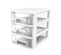 DECOMELODY Portaoggetti Trasparente Cassetto in Plastica, Armadio a Tre Livelli Per Organizzazione Scrivania, Mobiletto Portaoggetti Per Cosmetici e Oggetti Vari