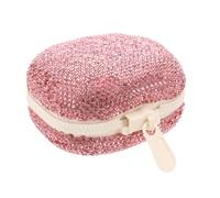 DECOMELODY Portapillole Tascabile da Viaggio con 4 Scomparti e Strass Scintillanti, Custodia Compatta Porta Medicine Rosa per Borse, Uso Quotidiano e Emergenze, Organizer Portapillole