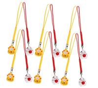 DECOMELODY Set 12 Ciondoli Gatto Portachiavi Mini Campanelle Decorazioni da Appendere per Borsa Portafoglio Cellulare Mascotte di Prosperità Colori Vivaci Stile Creativo Materiale Resistente