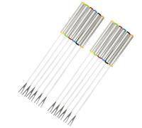 DECOMELODY Set 12 Forchette Fonduta in Acciaio Inossidabile 24 Cm, Forchette per Formaggio e Dessert Manici Resistenti al Calore Multicolore, Accessori per Feste e Frutta