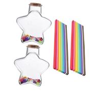 DECOMELODY Set 2 Bottiglie Trasparenti con Coperchio per Desideri e Origami, Contenitori Plastica per Decorazioni Fai da Te, Barattoli Decorativi Casa e Regalo Ragazze