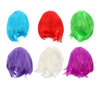 DECOMELODY Set 6 Parrucche Corte a Caschetto Bobo Colorate Per Donne e Ragazze Rete Elastica, Accessori Per Feste Cosplay, Spettacoli Teatrali e Serate Danzanti