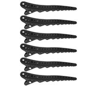 DECOMELODY Set 6 Pezzi Mollettoni per Chioma Tipo Becco D'oca in Plastica Nera, Clip Professionali che Non Danneggiano i Chioma, per Lavare Viso e Make Up