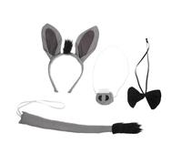 DECOMELODY Set Costume da Asino 4 Pezzi Fascia Orecchie, Naso e Coda, Accessori per Chioma a Tema Animali, Kit per Feste Ragazzo Ragazza, Halloween e Compleanni
