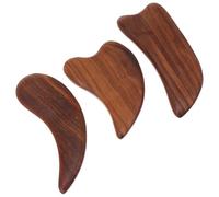 DECOMELODY Set da 3 Raschietti Gua Sha in Legno di Sandalo Verde per Massaggi Corpo e Viso Piastra Liscia a Forma di Rombo Cuore e Mezzaluna Strumento per Terapia Fisica e Relax Muscolare
