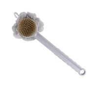 DECOMELODY Spazzola da Bagno Doppia Faccia con Manico e Donna Accessorio Esfoliante e Massaggiante per Schiena Pulizia Profonda e Rimozione Cellule Morte Facile da e Asciugare Colore Grigio