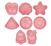 DECOMELODY Stampi per Biscotti in Silicone Hawaiani 8 Pezzi Set Tagliabiscotti Riutilizzabili per Dolci e Fondente Strumenti da Forno Creativi per Decorazioni Fai da Te Casa e Pasticceria