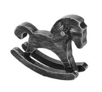 DECOMELODY Statuetta Cavallo a Dondolo in Legno Dipinto a Mano Miniatura Animale per Decorazione da Tavolo Ornamento Natalizio Vintage per Camerette e Espositori Scultura Artigianale