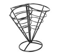 DECOMELODY Supporto Patatine Fritte Nero Forma Cono in Acciaio Inossidabile Snack Compatto per Feste e Uso Design Mesh Facile da
