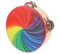 DECOMELODY Tamburello Doppia con Sonagli Arcobaleno Strumento Percussione Portatile per Festa e Suono Nitido e Design Ergonomico per Mani Piccole