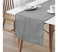 Decomira Corridore da Tavolo Antimacchia Effetto Lino - Facile da Lavare e Stirare - Come Tovaglia da Giardino o per Il Tavolo da Pranzo - Grigio Scuro - 40x300 cm