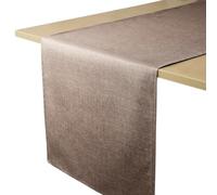 Decomira Corridore da Tavolo Antimacchia Effetto Lino - Facile da Lavare e Stirare - Come Tovaglia da Giardino o per Il Tavolo da Pranzo - Marrone Tortora - 40x140 cm