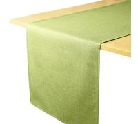 Decomira Corridore da Tavolo Antimacchia Effetto Lino - Facile da Lavare e Stirare - Come Tovaglia da Giardino o per Il Tavolo da Pranzo - Verde - 40x300 cm