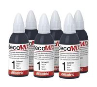 decomix - Concentrato per sfumatura n. 1, nero, 6 x 20 ml, tonalità brillanti, massima potenza cromatica, spesso è sufficiente una goccia, per colorare quasi tutti i materiali