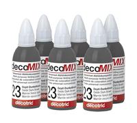 decomix - Concentrato per sfumatura n. 23, marrone scuro, 6 x 20 ml, tonalità brillanti, massima potenza cromatica, spesso è sufficiente una goccia, per colorare quasi tutti i materiali