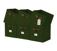 DECOMOMO Contenitori portaoggetti cubici con etichette, cubi portaoggetti in tessuto per scaffali (26,7 x 27,9 cm, 6 pezzi, verde oliva)