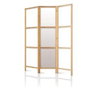 decomonkey 3 Panelli Paravento - 135 x 171cm Finitura bianca e legno Divisorio Separè per la separazione degli ambienti la casa l'ufficio la spa