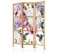 decomonkey 3 Panelli Paravento - 135 x 171cm Fiori bianchi Divisorio Separè per la separazione degli ambienti la casa l'ufficio la spa