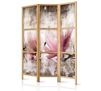 decomonkey 3 Panelli Paravento - 135 x 171cm Fiori di magnolia grandi naturali Divisorio Separè per la separazione degli ambienti la casa l'ufficio la spa