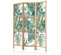 decomonkey 3 Panelli Paravento - 135 x 171cm Piante verdi naturali Sfondo bianco Divisorio Separè per la separazione degli ambienti la casa l'ufficio la spa
