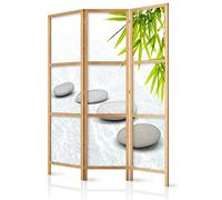 decomonkey 3 Panelli Paravento - 135 x 171cm Pietre di foglie naturali Natura Divisorio Separè per la separazione degli ambienti la casa l'ufficio la spa