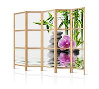 decomonkey 5 Panelli Paravento - 225 x 171cm Acqua Pietre Fiori Natura Divisorio Separè per la separazione degli ambienti la casa l'ufficio la spa