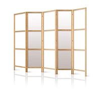decomonkey 5 Panelli Paravento - 225 x 171cm Finitura bianca e legno Divisorio Separè per la separazione degli ambienti la casa l'ufficio la spa
