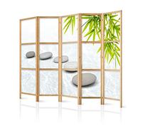 decomonkey 5 Panelli Paravento - 225 x 171cm Pietre di foglie naturali Natura Divisorio Separè per la separazione degli ambienti la casa l'ufficio la spa