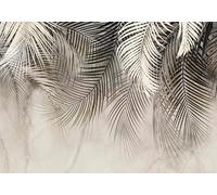 decomonkey carta da parati Foglie 450x315 cm fotomurali non tessuto murale XXL Poster moderna decorazione Carta per pareti Arte Grafica Astratto Marmo Effetto Pietra Foglie Lascia Natura beige