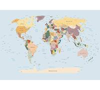 decomonkey carta da parati Mappamondo 300x210 cm fotomurali non tessuto murale XXL Poster moderna decorazione Carta per pareti Continente Carta Geografica del Mondo Nazione colorato blu